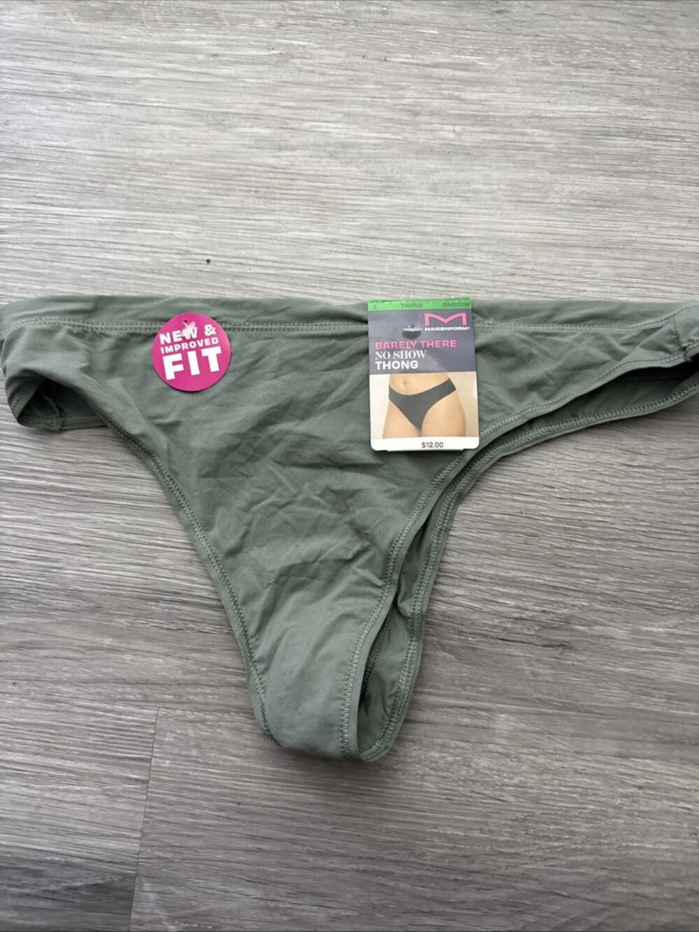 Maidenform No Show Thong, Green, Large